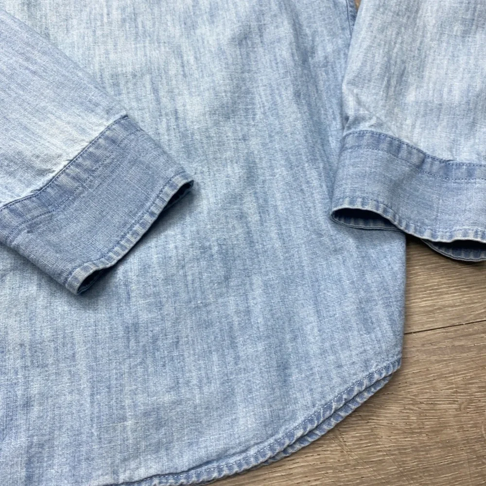 Banana Republic Button Down Shirt Mens M Blue Slim Fit Chambray Denim Fade